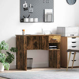 Desk with Drawer Smoked Oak 90 x 49 x 75 cm Engineered Wood 869270