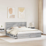 Bed Frame with Drawer Grey Sonoma 200 x 200 cm Engineer Wood 3410156