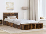 Bed Frame with Shelf Smoked Oak 75 x 190 cm Engineered Wood 3408421