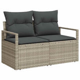 Sofa Set with Cushion with Storage 7 pcs Light Grey Poly Rattan 3359201