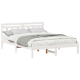 Bed Frame White 160 x 200 cm Solid Pine Wood 872366