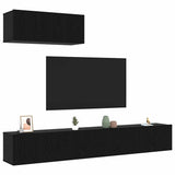 TV Cabinet Set Wall-mounted 3 pcs Black Oak Engineered Wood 3332537