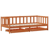 Day bed with Headboard 3 pcs Wax Brown Solid Pine Wood 3422748