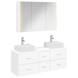 Bathroom Furniture Set 4 pcs White Engineered Wood and Glass 3406823