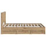 Bed Frame with Storage and Headboard Artisan Oak 140 x 190 cm 3445819
