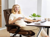 155&deg Reclining Faux Leather Swivel Office Chair - Brown T3398P424998