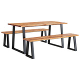 3 Piece Dining Set with Live Edge Solid Wood Acacia 3157526