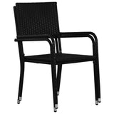 Dining Set Black Poly rattan, powder-coated steel, glass Standard 3072443