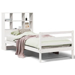 ZNTS Bookcase Bed without Mattress White 75x190 cm Small Single Solid Wood Pine 3321884