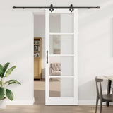 Sliding Door White 78 x 232 cm Solid Pine Wood and Glass 3332304