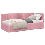 Corner Bed Frame with Headboard Pink 90 x 190 cm Velvet 42016259
