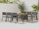 Outdoor Dining Set Grey PE rattan, steel, solid acacia wood 7 Piece 3120112