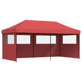 Foldable Party Tent Pop-Up with 3 Sidewalls Burgundy 4004947