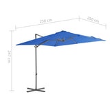 Cantilever Garden Parasol with Steel Pole Azure Blue 250x250 cm 46991