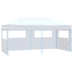 Professional Folding Party Tent with 4 Sidewalls 3x6 m Steel White 48868