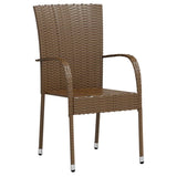 Garden Dining Set Brown PE Rattan, Powder-Coated Steel Medium 3098027