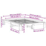 Bed Frame without Mattress White 140x190 cm Solid Wood Pine 3308745
