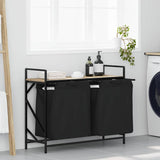 Laundry Basket 2 Compartments with Shelf Sonoma Oak 859076