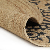 Handmade Rug Jute with Dark Blue Print 150 cm 133703