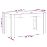 Dining Table Black Oak 140 x 74.5 x 76 cm Engineered Wood 862053