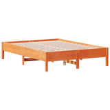 Bed Frame Wax brown Solid pine wood, Plywood Double Durable 842721
