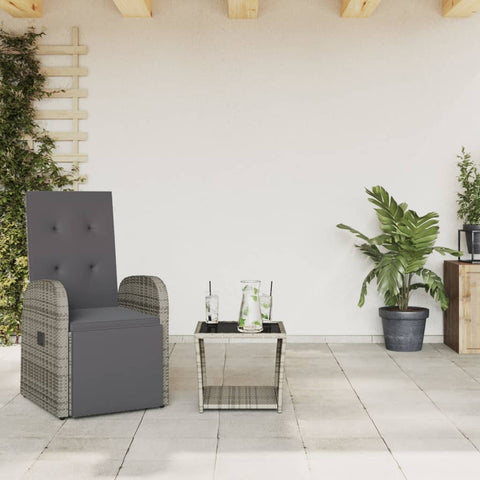 2 Piece Garden Dining Set with Cushions Grey Poly Rattan 3277628