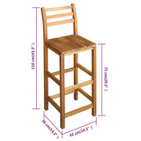 Bar Chair Set of 2 Natural Wood Solid Acacia Wood Large 44130