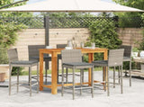 7 Piece Garden Bar Set Grey Solid Wood Acacia and Poly Rattan 3295301