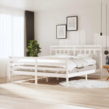Bed Frame without Mattress White Super King Solid Wood 3100670