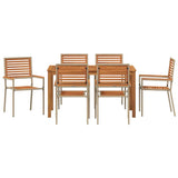 Garden Dining Set 7 pcs Beige Solid Acacia Wood 3365540