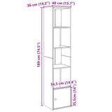 Bookcase Sonoma Oak 40x36x189 cm Engineered Wood 848243