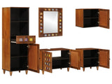 Bathroom Furniture Set with Shelf 5 pcs Walnut Solid Mango Wood 3310093