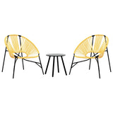 Garden Chair Set 3 pcs Black and Yellow Poly Rattan 4009295
