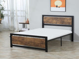 Single Size Metal Bed Frame with Headboard & Footboard, Strong Slat Support Solid Bedstead Base w/ T3398P344674
