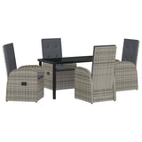Garden Dining Set with Cushion 5 pcs Grey Poly Rattan 3379494