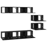 TV Cabinet Set Wall-mounted 6 pcs Black Oak Engineered Wood 3393160