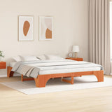 Bed Frame Wax Brown 200 x 200 cm Solid Pine Wood 872934