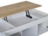 95 x 46 x 45 cm height-adjustable coffee table features two cabinet doors .White with natural wood N605P453407W