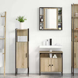 Bathroom Furniture Set with Shelf 3 pcs Brown Engineered wood 3345136