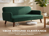 Velvet Feel Fabric 2 Seater Sofa, Small Sofa Loveseat with 21cm Thick Padding and Wood Legs, Dark T3398P548081