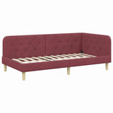 Corner Bed Frame with Headboard Wine Red 90 x 190 cm Fabric 42016564