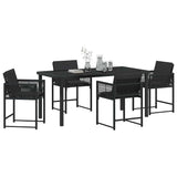 Garden Dining Set 5 pcs Black Poly Rattan 3380747
