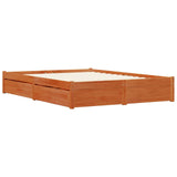 Bed Frame with Drawer Wax Brown 160 x 200 cm Solid Pine Wood 3422740