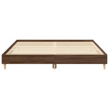 Bed Frame Brown Oak Engineered Wood, Solid Eucalyptus Wood Double 3328705