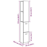 Bathroom Cabinet Old Wood 25x25x170 cm Engineered Wood 856652