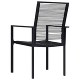 Dining Set Black Glass, Powder-Coated Steel, PVC Hollow Rattan 3060265