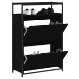 Shoe Cabinet Black Engineered Wood Compact Shoe Cabinet 840034