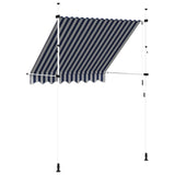Manual Retractable Awning 200 cm Blue and White Stripes 43220