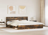 Bed Frame Smoked Oak 180 x 200 cm Solid Pine Wood 3411387
