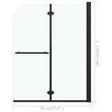 147193 Folding Shower Enclosure 2 Panels ESG 95x140 cm Black
